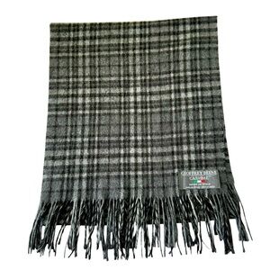 Geoffrey Beene Cashme Gray Plaid Men's Scarf